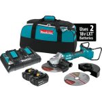 18V X2 LXT (36V) Brushless 9 in. Paddle Switch Cut-Off/Angle Grinder Kit, 5.0Ah with bonus Grinding Wheel, 10/pk