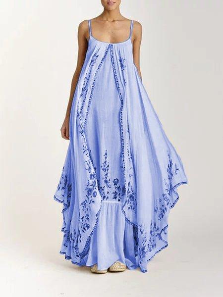 Bohemian embroidered suspender dress