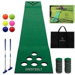 Golf Putting Mat w/ 2 Putters, 6 Golf Balls,12 Golf Hole Covers for Indoor&Outdoor Game