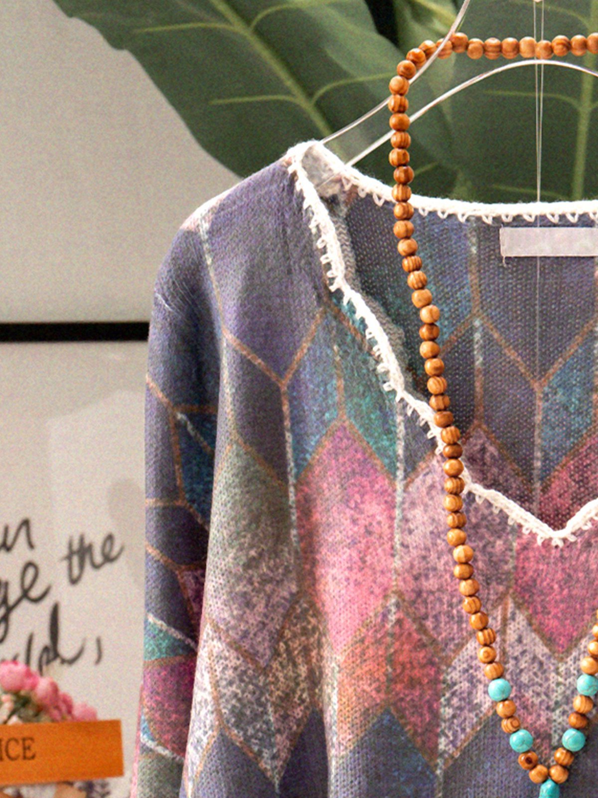 Simple & Basic Floral-Print Shift Long Sleeve Sweater