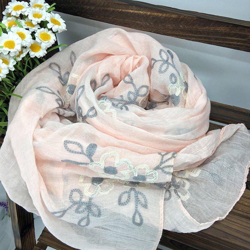 Women Embroidered Comfort Linen Scarves