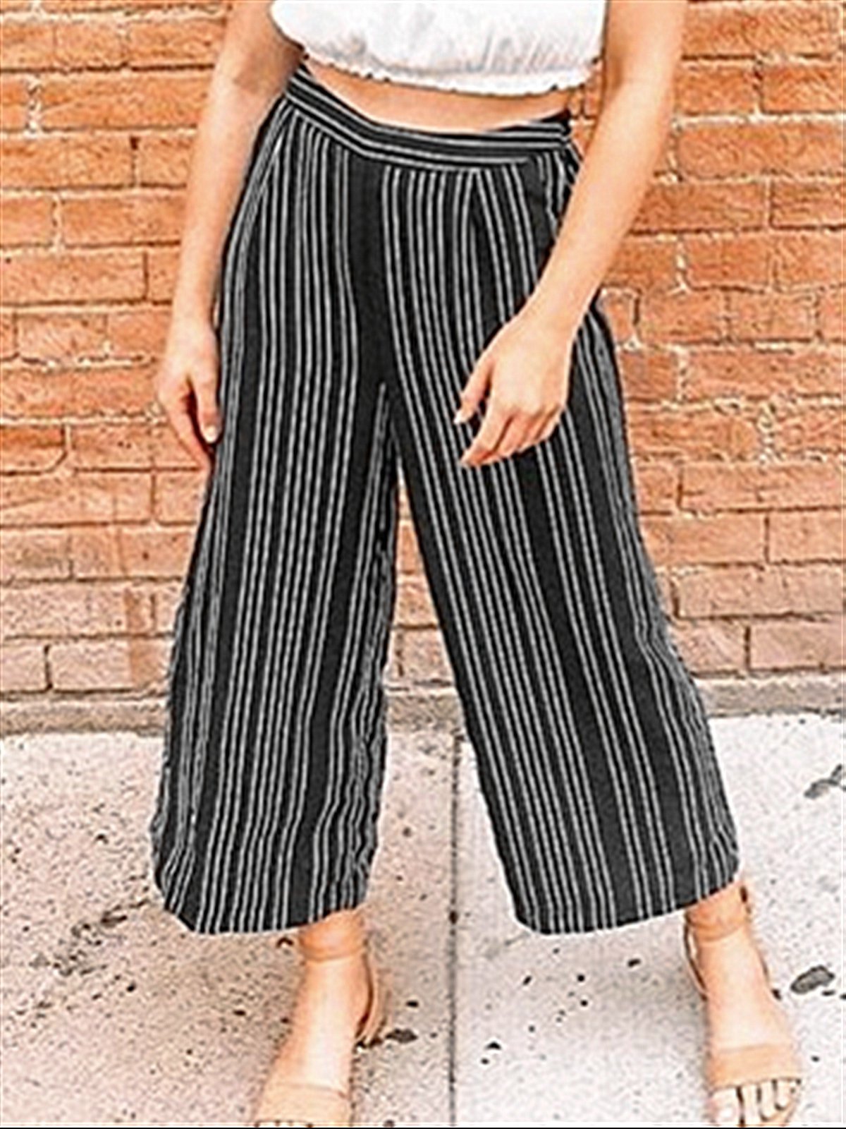 Black-White Daily Cotton Pants