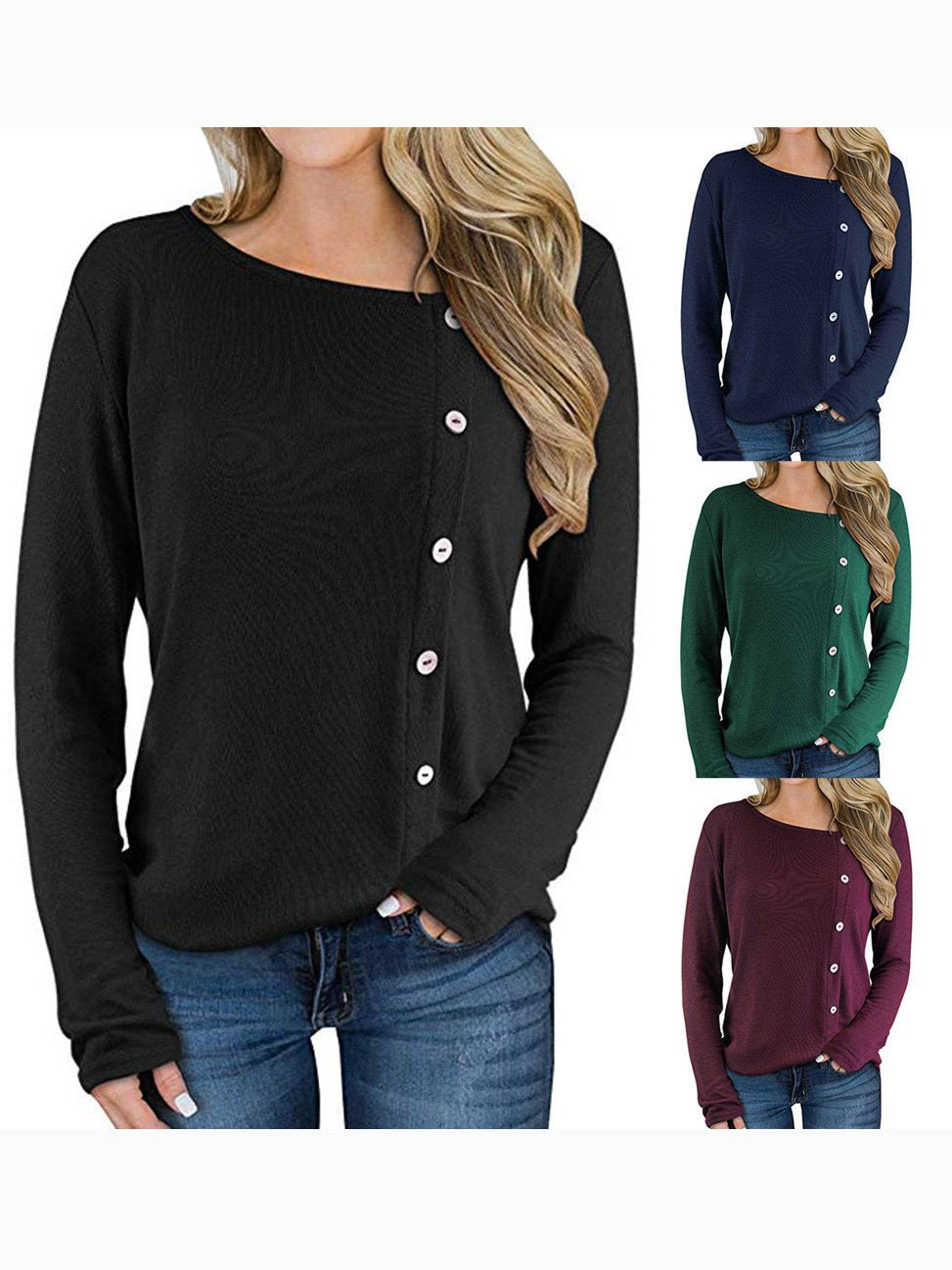 Shift Casual Long Sleeve Round Neck T-Shirts