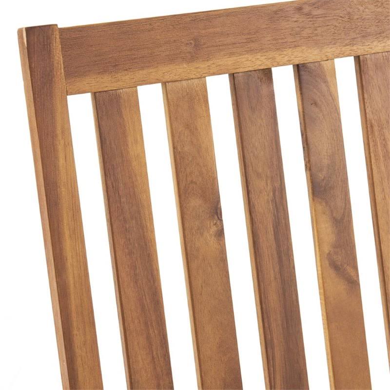 Montrose Teak Brown Wood Outdoor Rocking Chair with Dark Grey Cushions