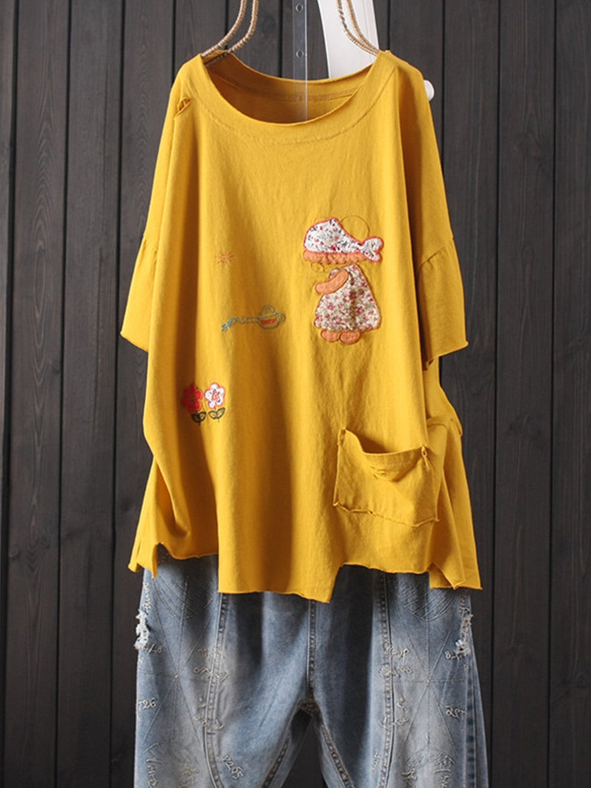 Casual Short Sleeve Round Neck Plus Size Tops