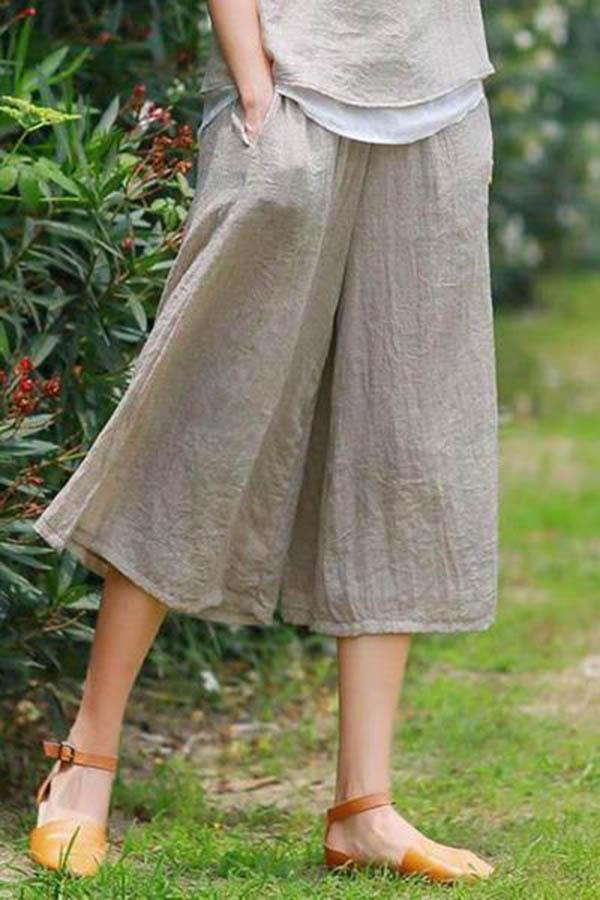 Leisure Loose Elegant Double Wide Leg Trousers