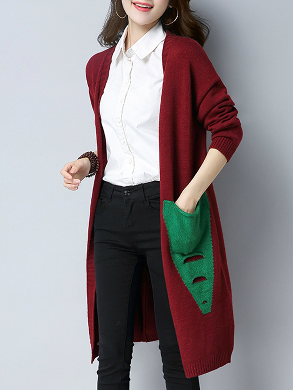 Patchwork Long Sleeve Cotton Cardigans