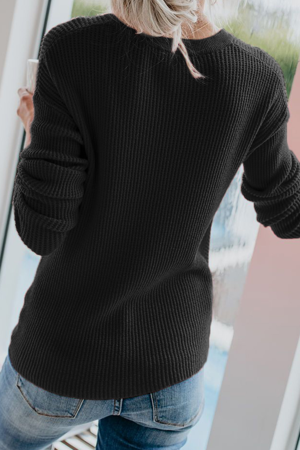 Black Knot Your Girlfriend Thermal Knit Top