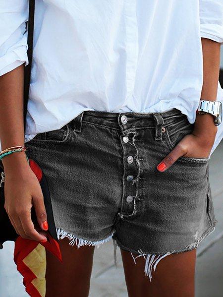 Buttoned Down Plus Size Shorts Pants