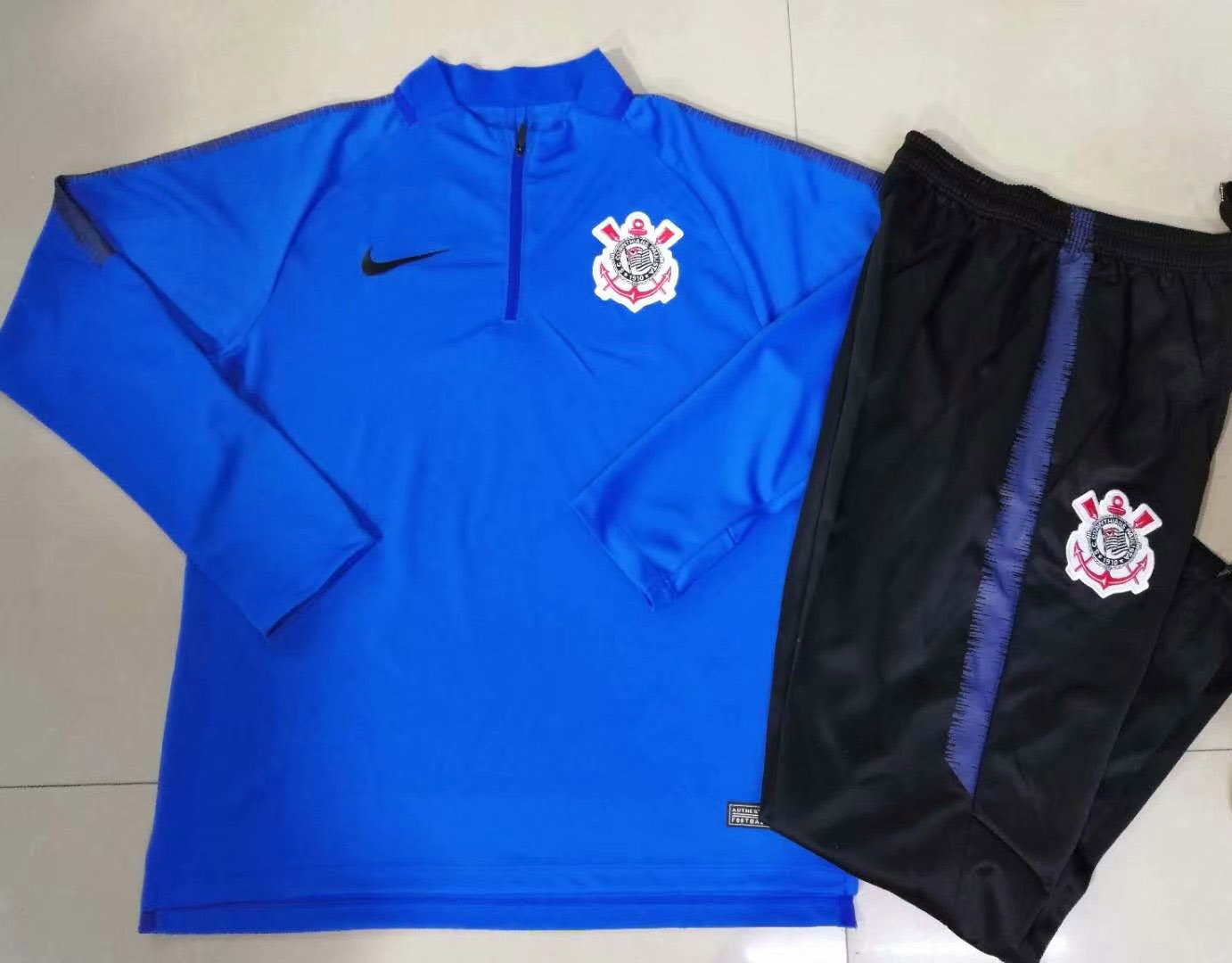 2019 Corinthians Blue Half Pull Sweater Tracksuit