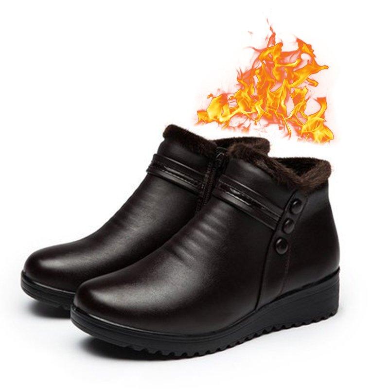 Waterproof Zipper Leather Platform Outdoor Boots