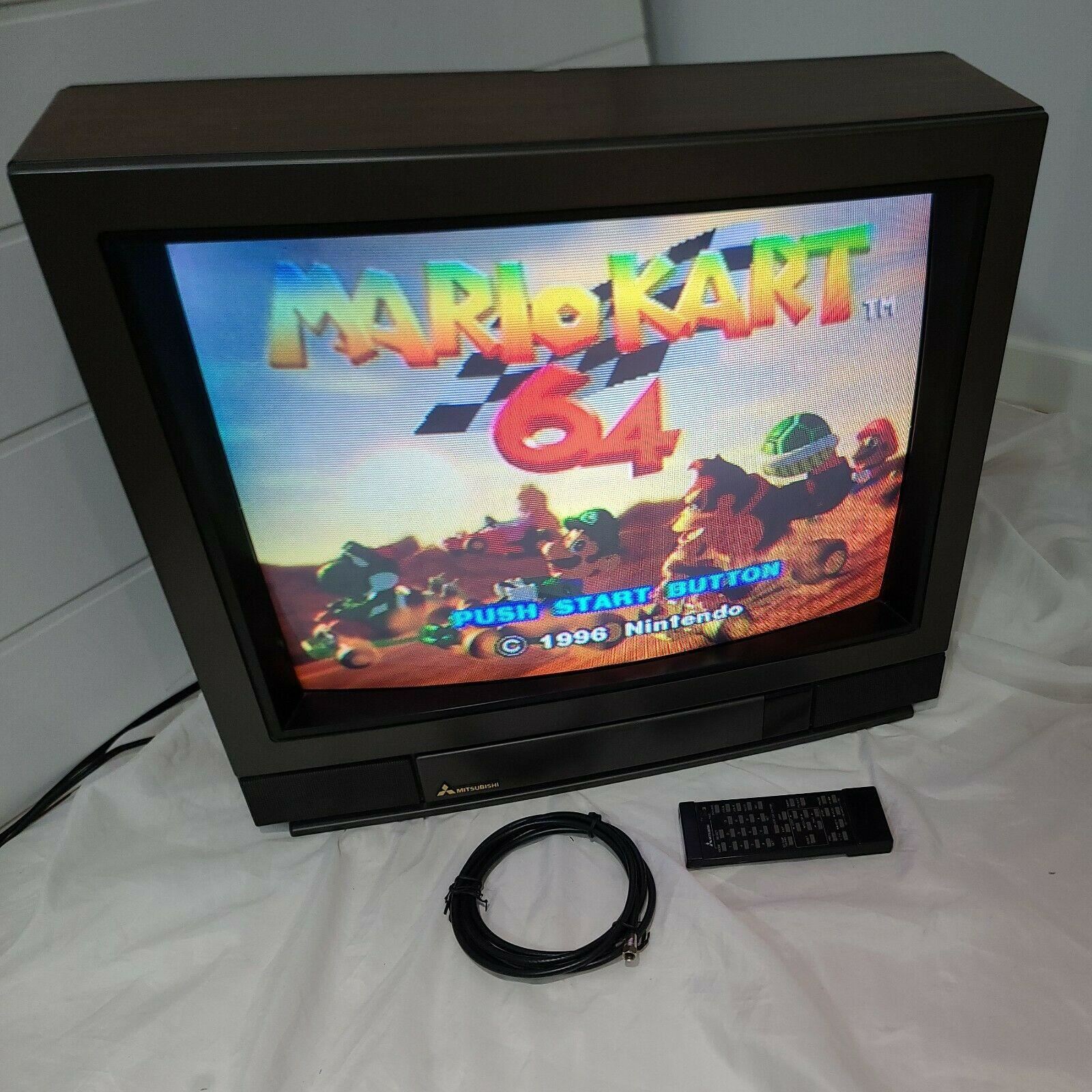 1987 Vtg 26��� Inch MGA Mitsubishi Retro Gaming CRT Tube Television Wood Grain TV