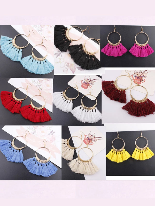 Ethnic Tassel Big Drop Bohemia Fashion Earrings