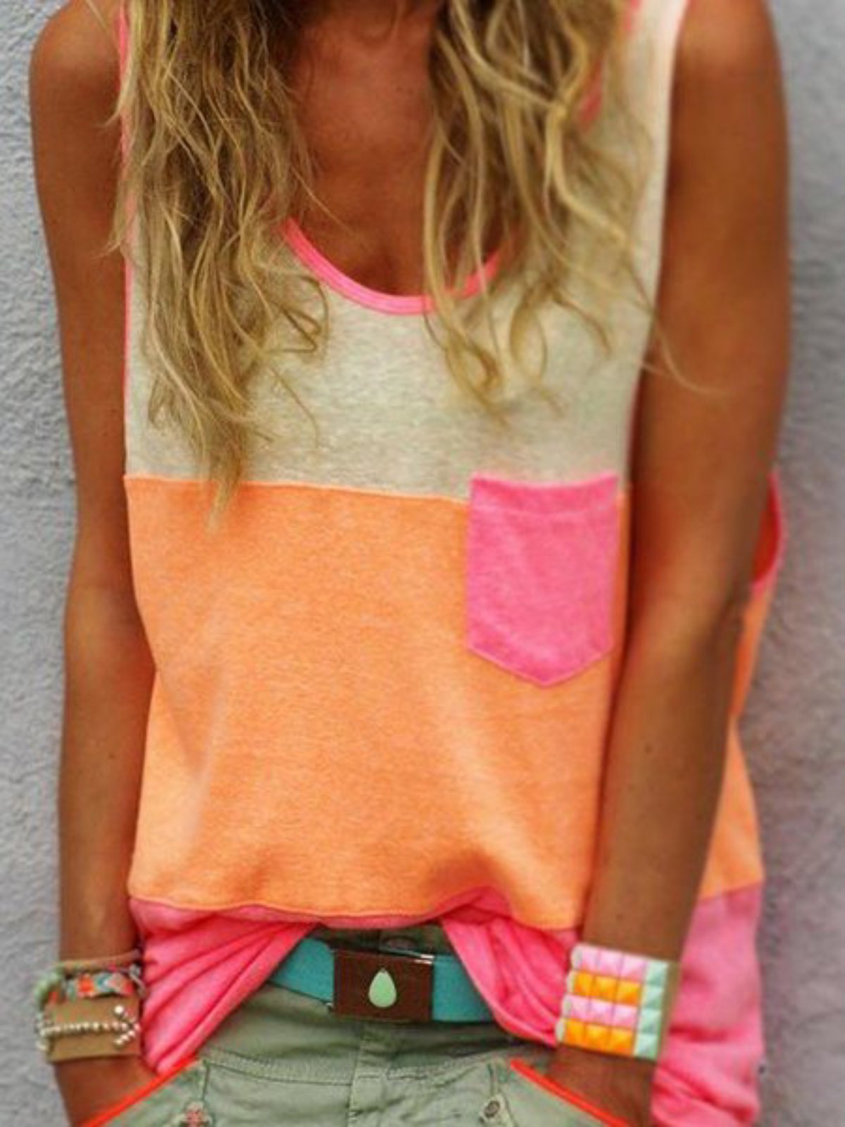 Sleeveless Cotton V Neck Printed/dyed Shirts & Tops