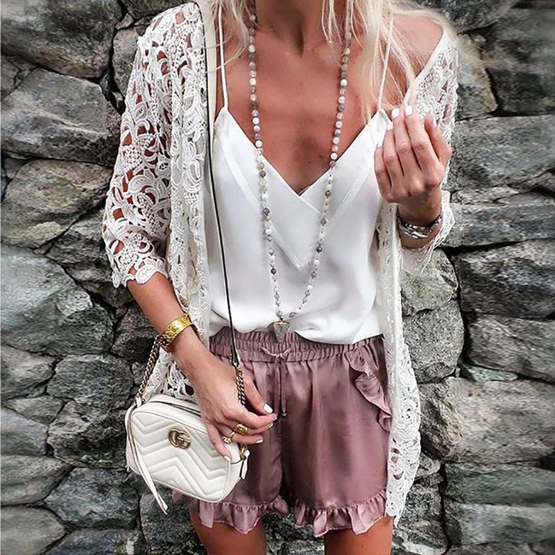 Casual Loose Sexy   Hollow Out Sunscreen Knitted Sweater Cardigan