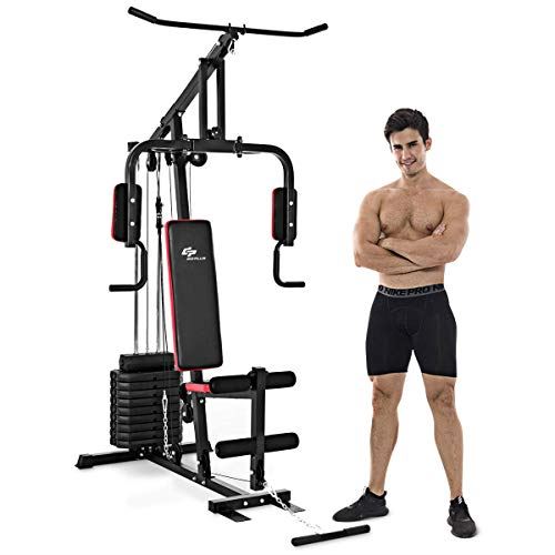 Goplus Multifunction Home Gym System Weight Training Exercise Workout Equipment-  Black