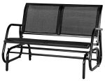 Esright 2 Seats Outdoor Glider Bench, Patio Glider Loveseat Chair with Powder Coated Steel Frame, Porch Rocking Glider for 2 Person