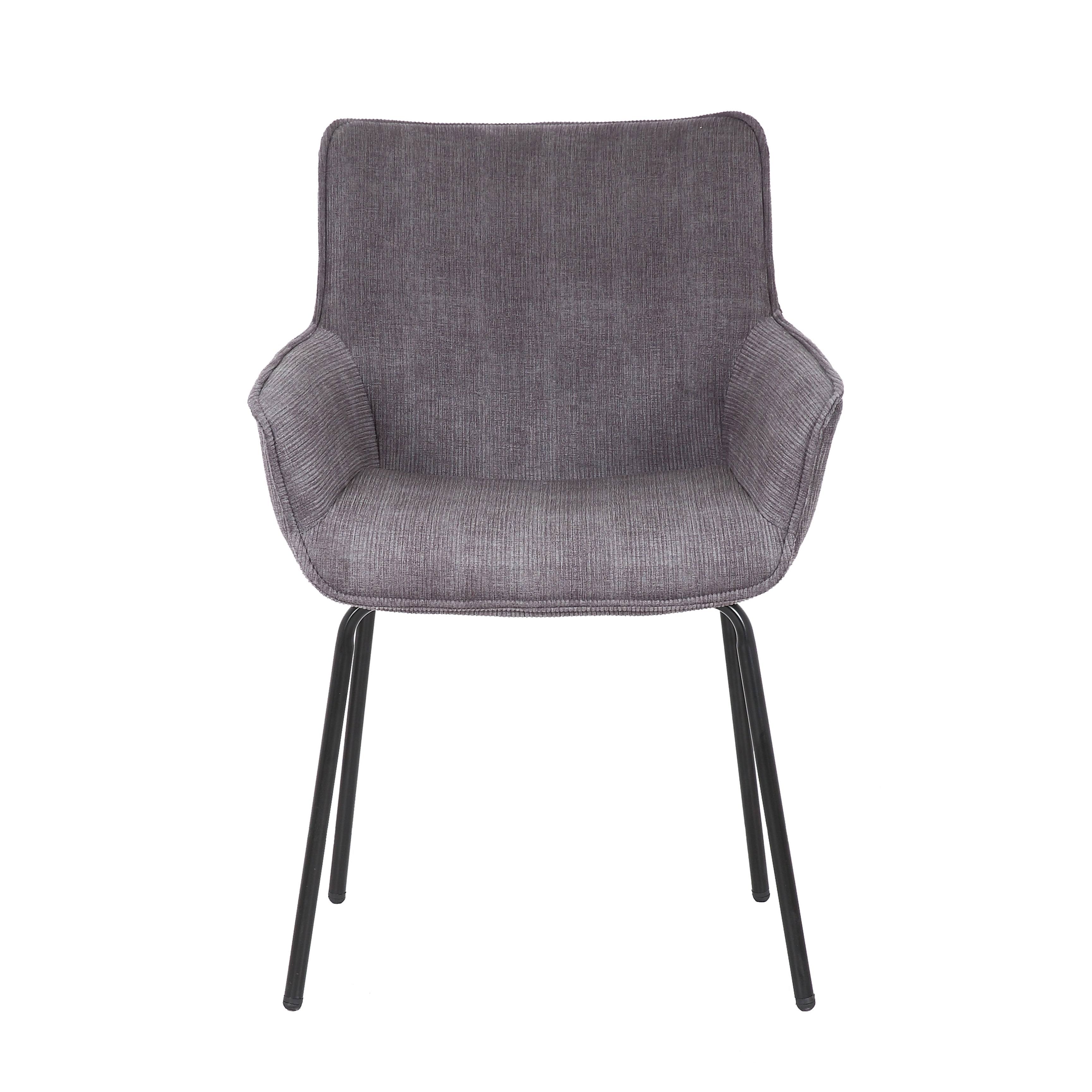 Porthos Home Remy Dining Chairs with Arms, Fabric and Iron Legs - Dark Grey