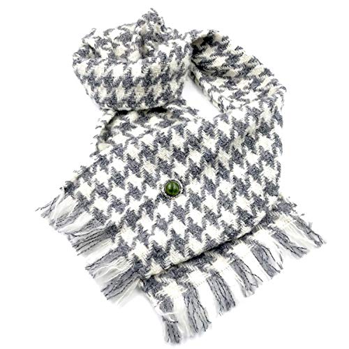 Irish Connemara 大理石别针和羊毛围巾 - 灰色和奶油色