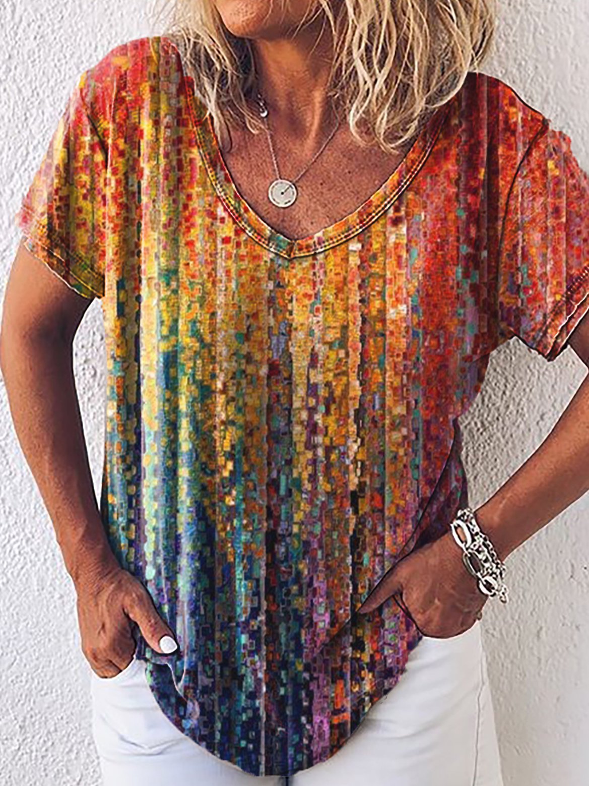 Ombre/tie-Dye Shift Casual Shirts & Tops