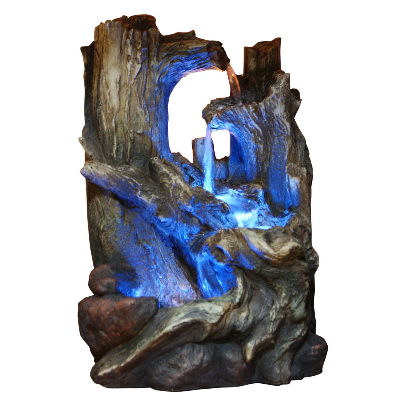 Alpine Corporation 14x22 5-Tiered Rainforest Tree Trunk Tabletop Fountain, Small