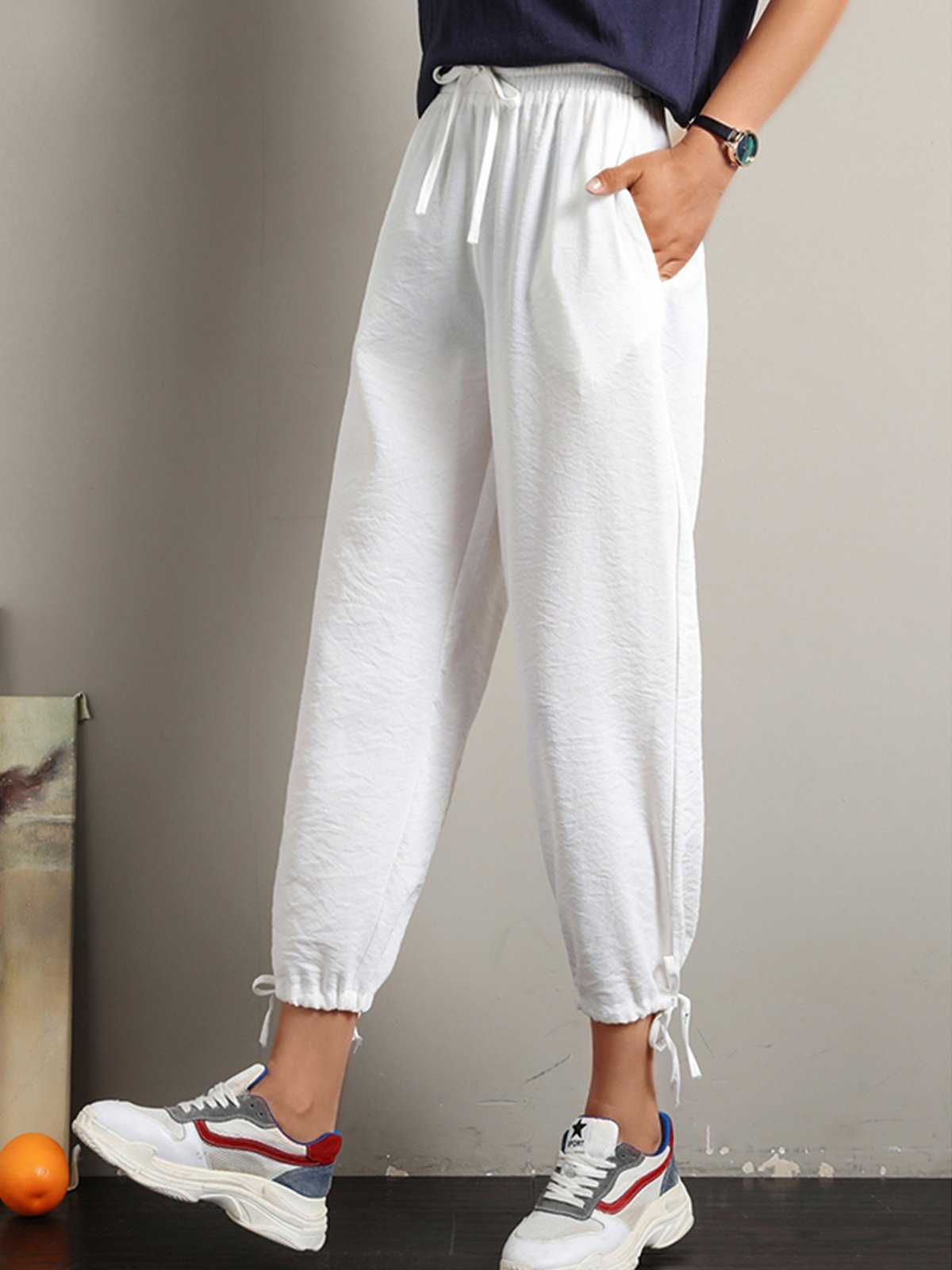 Plus Size Women Plain Casual Pants