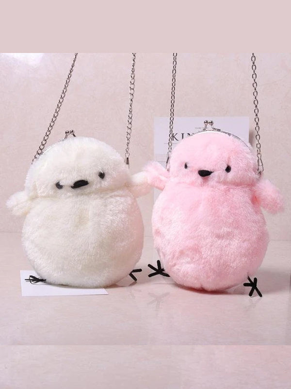 Cute Cartoon Small Yellow Chicken Bag New Plush Female Bag Chain Shoulder Bag Fashion Folder Bag