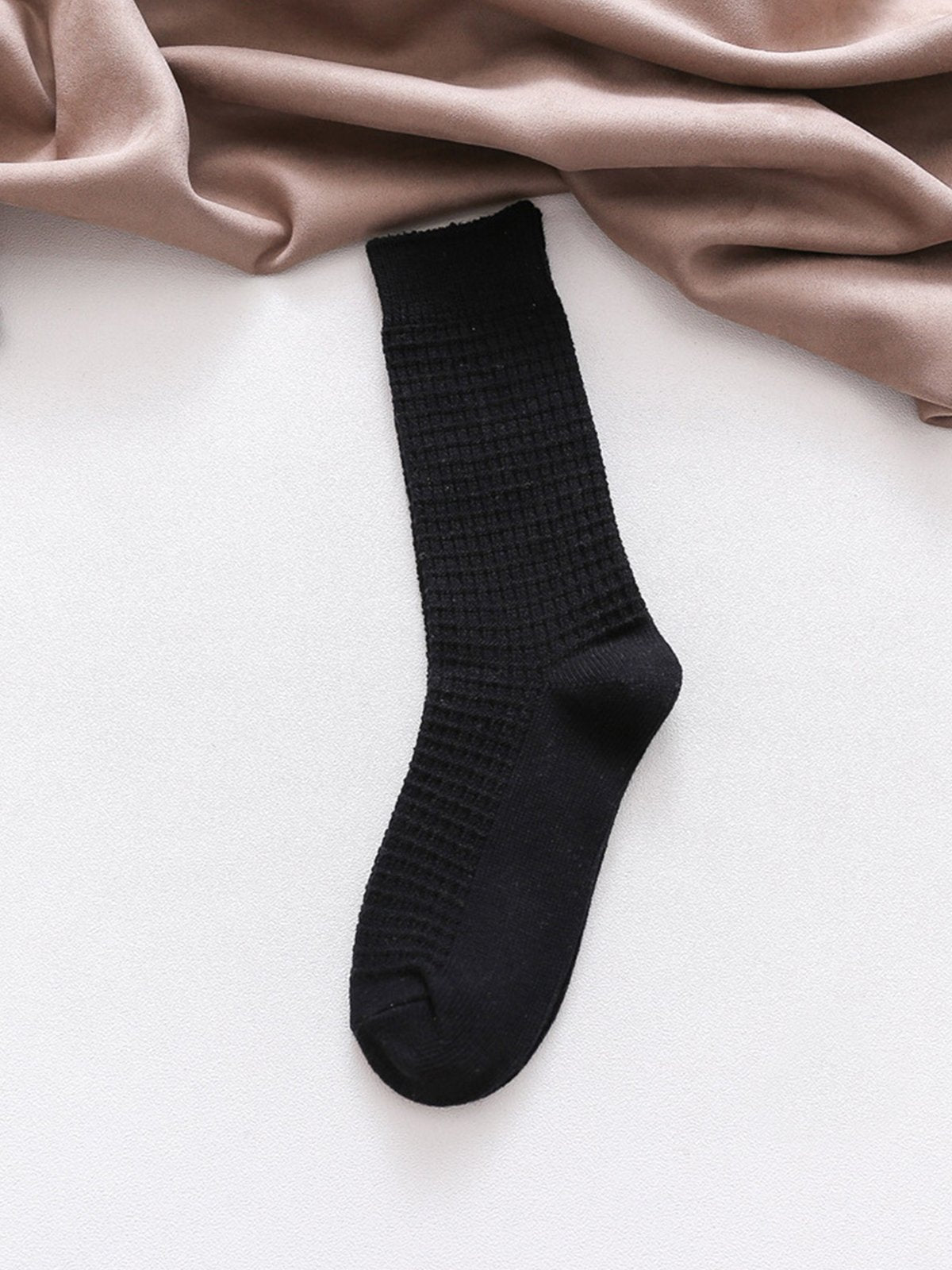 Vintage Plain Double-needle Retro Plaid Tube Warm Casual Socks