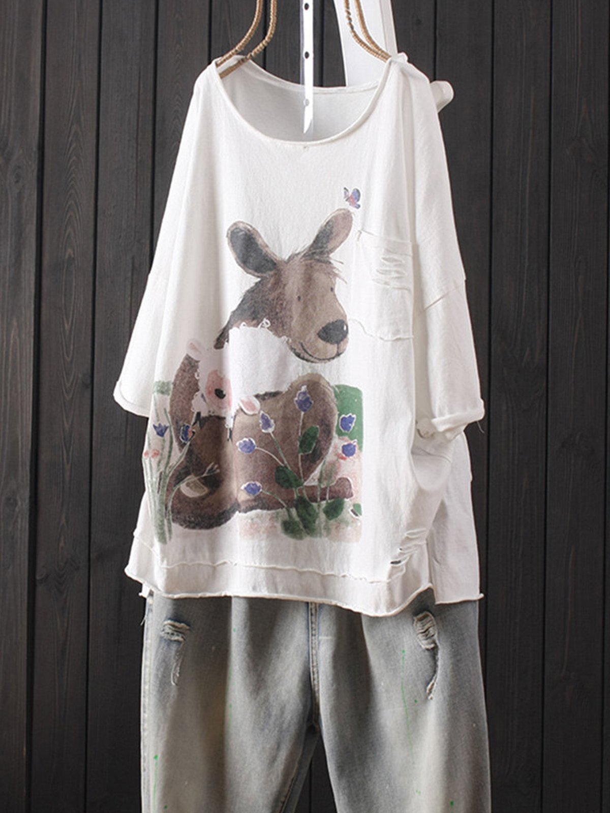 Casual Half Sleeve Round Neck Plus Size Tops