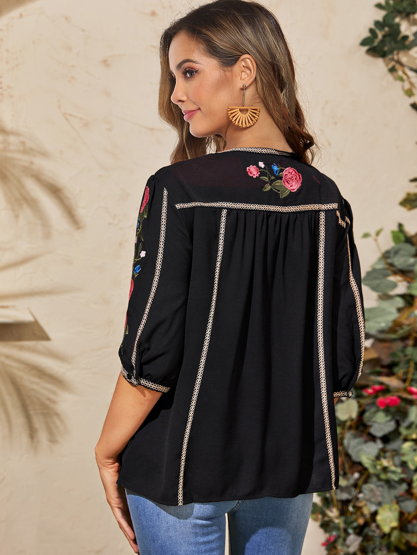 Women's Long Sleeve Embroidery Blouse Western Wear