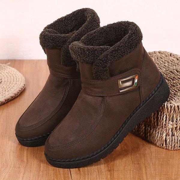 Women's Flat Heel Slip-On Round Toe Warm Booties