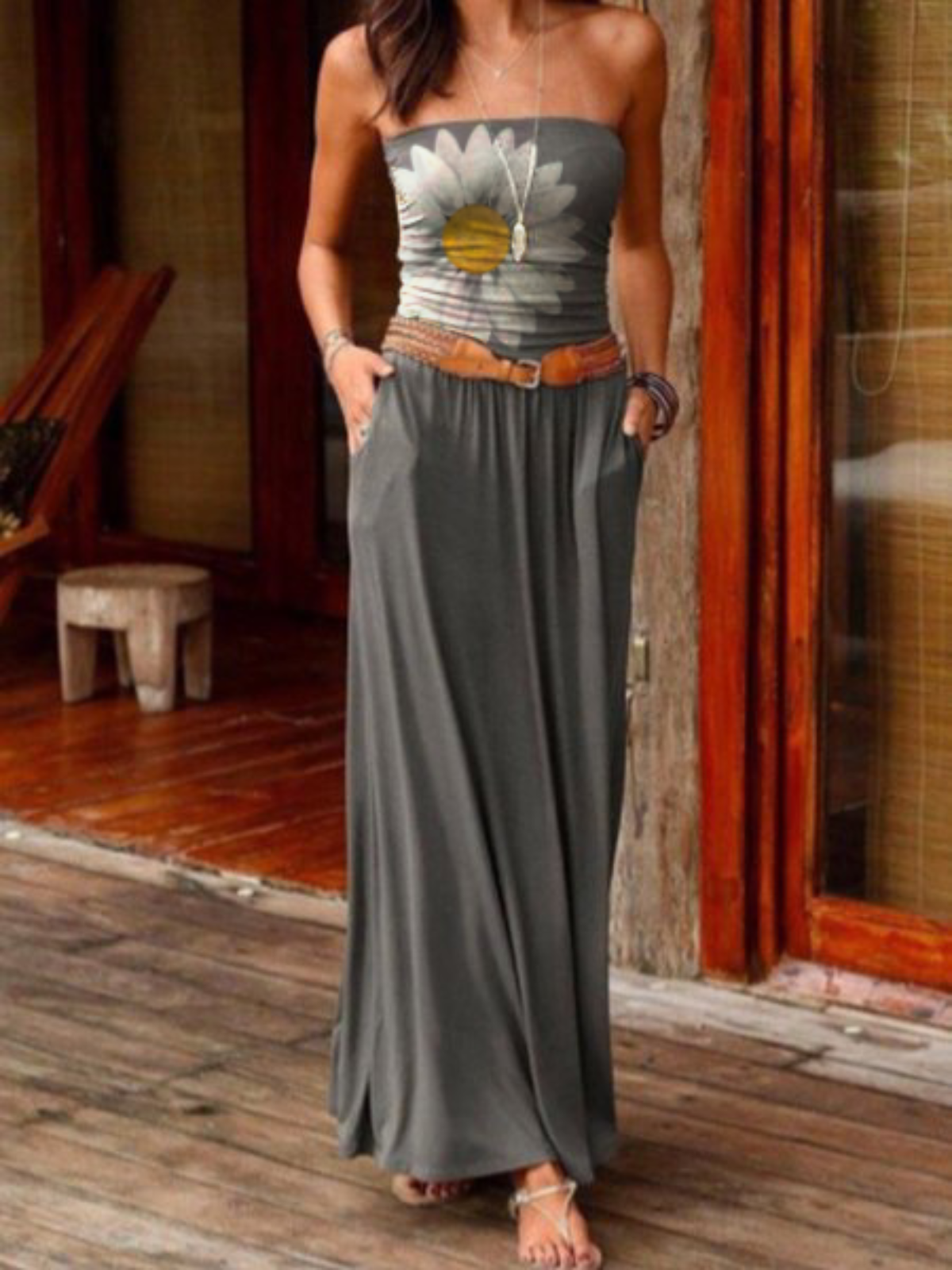 Plus size Floral Sleeveless Holiday Dresses