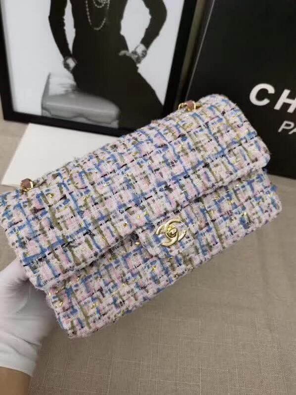 high quality handbag 119015 tweed flap bag 1112