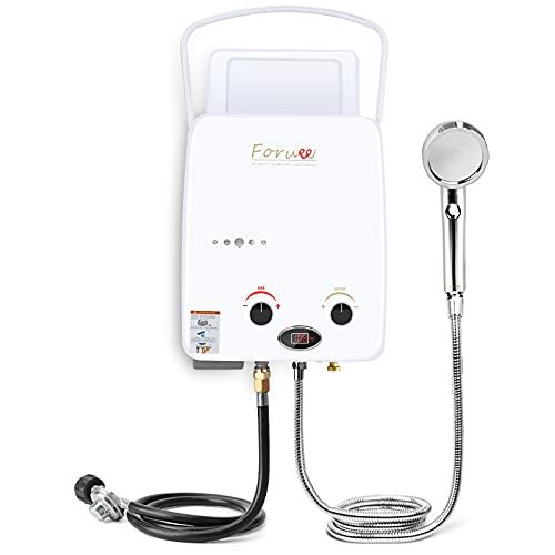 Portable Propane Tankless Water Heater, 1.32GPM/5L Capacity, 6 in 1 Safety Function