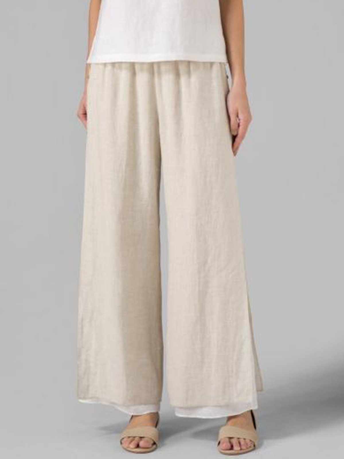 Solid Casual Loose Leg Pants