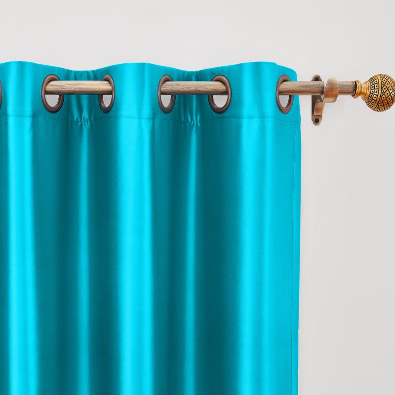 CUSTOM Lao Hang Zhou Turquoise Polyester Cotton Thermal Insulated Curtain