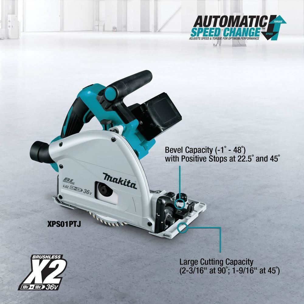 18-Volt X2 LXT 6-1/2 in. Brushless Cordless Plunge Circular Saw 2 Batteries 5.0 Ah with Guide Rail