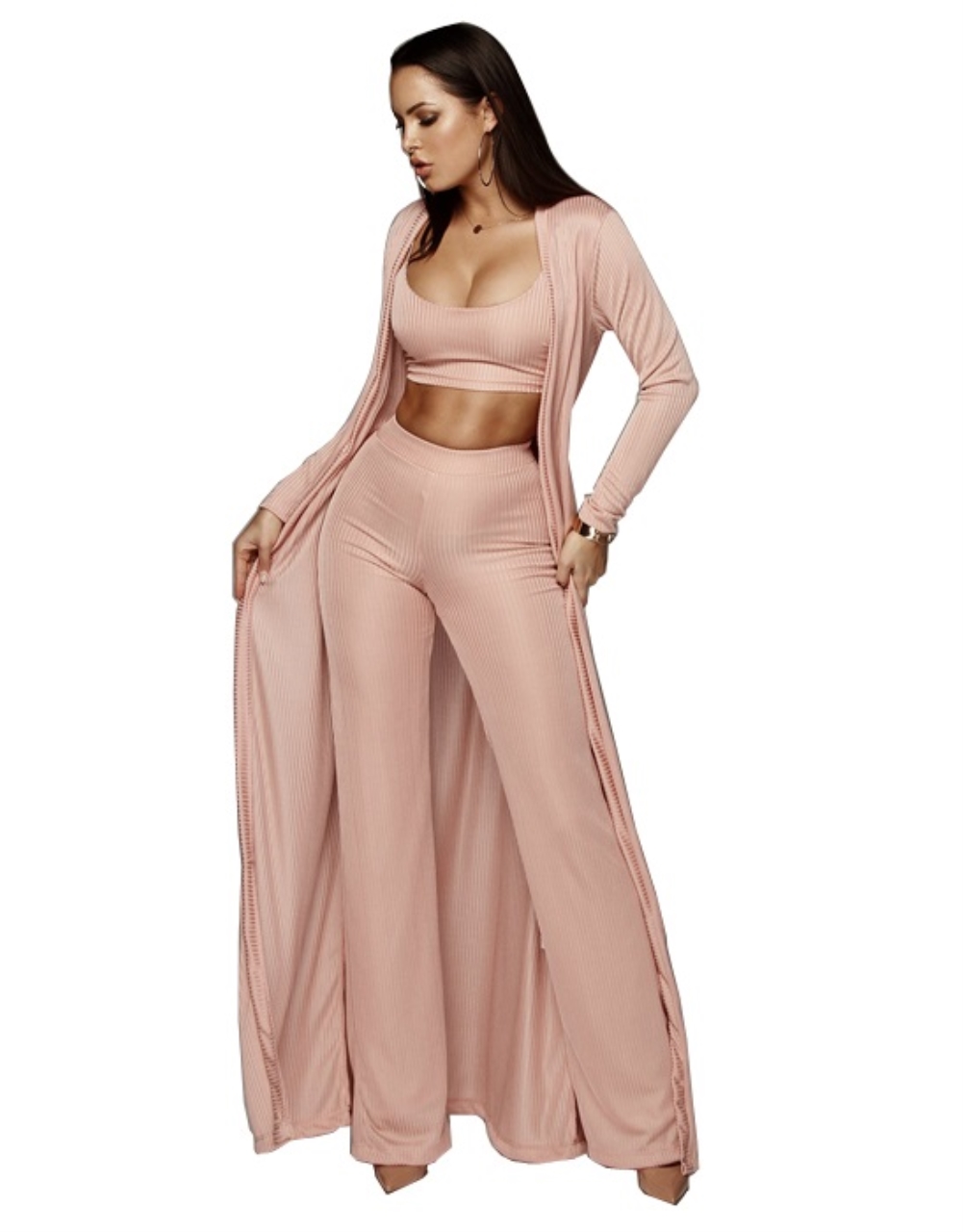Matching 3PC Plain Pants Set