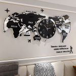 Creative World Map Large Wall Clock Home Decor Living Room Silent / FZ592