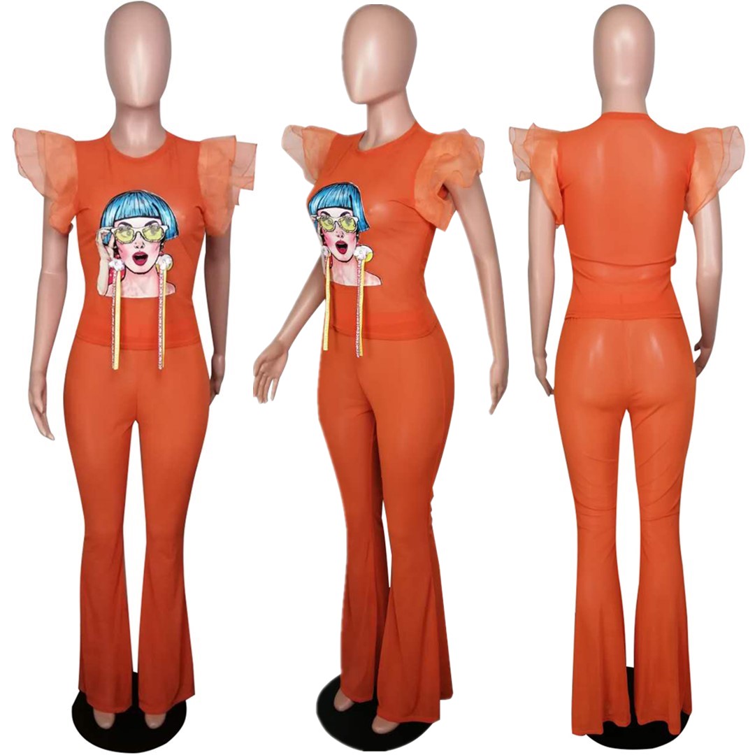 Print Sexy Crop Top and Leggings