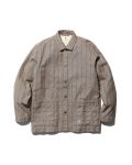 Cotton Linen Melange Stripe Shirt Jacket