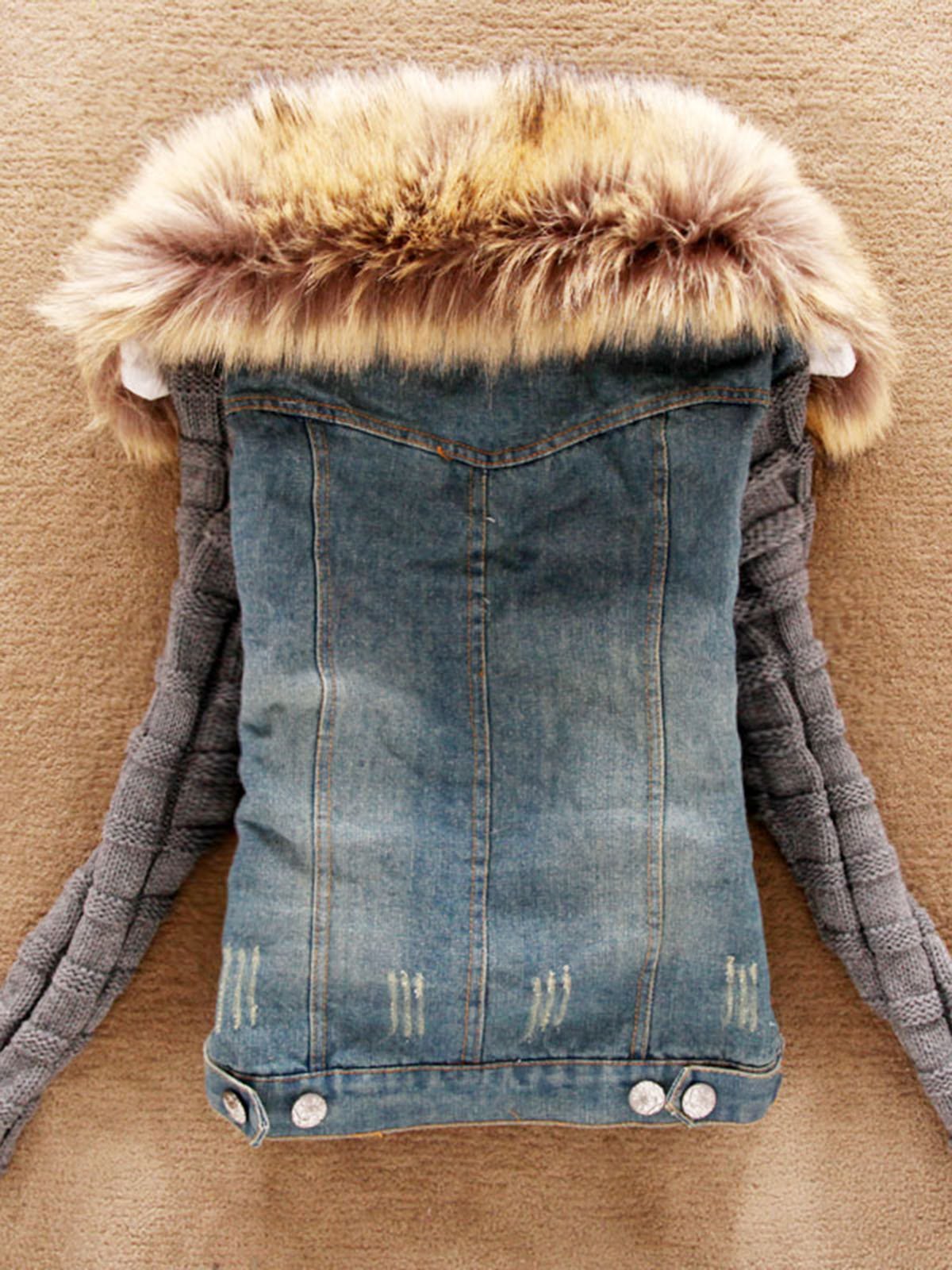 Paneled Casual Knitted Plus Size Jacket