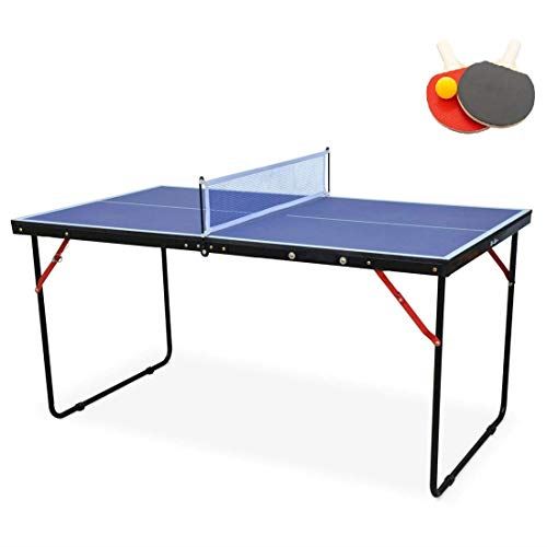 Foldable Table Tennis Table w/ Net & 2 Ping Pong Paddles for Indoor&Outdoor Game