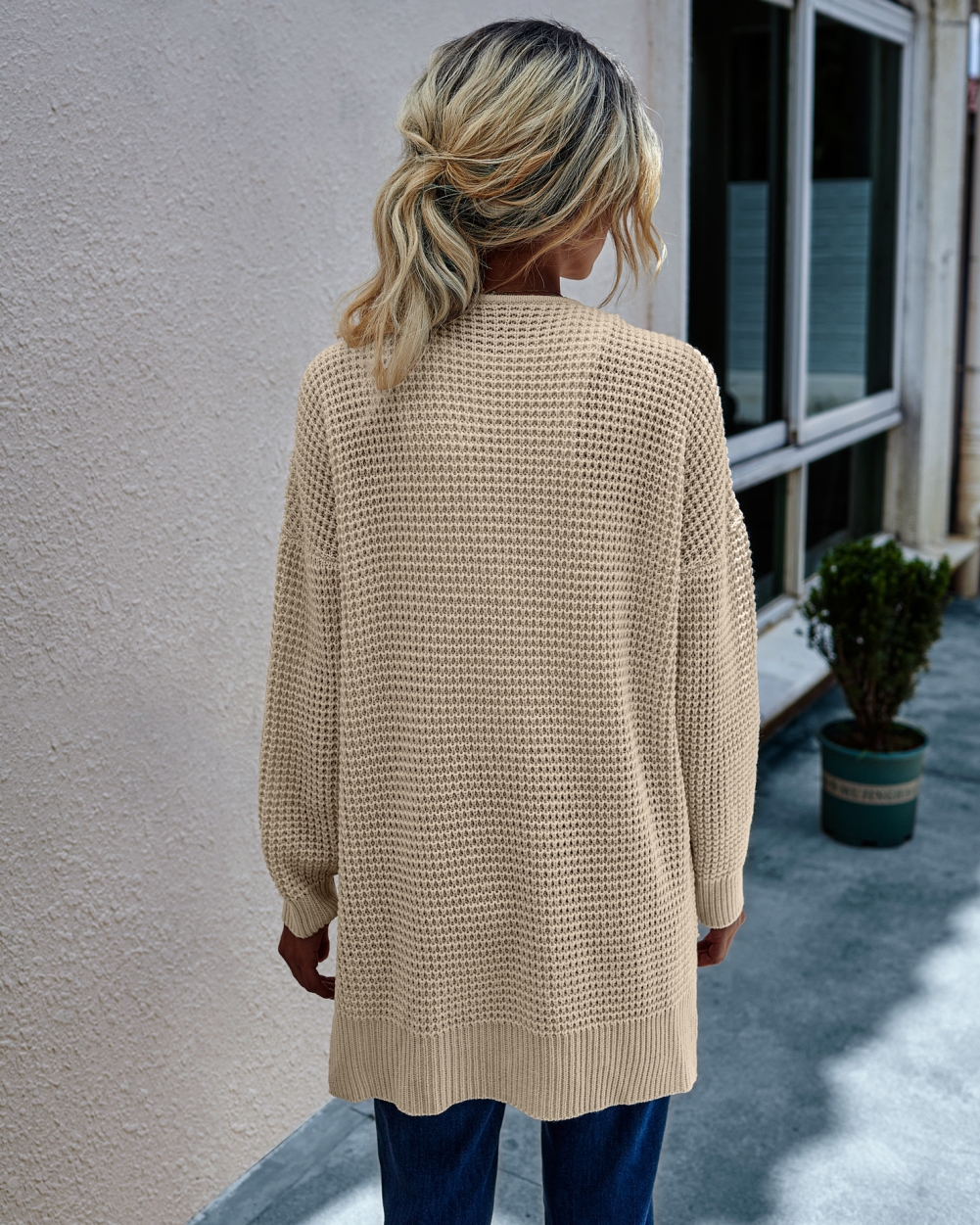 Autumn Plain Knitted Pocket Cardigans