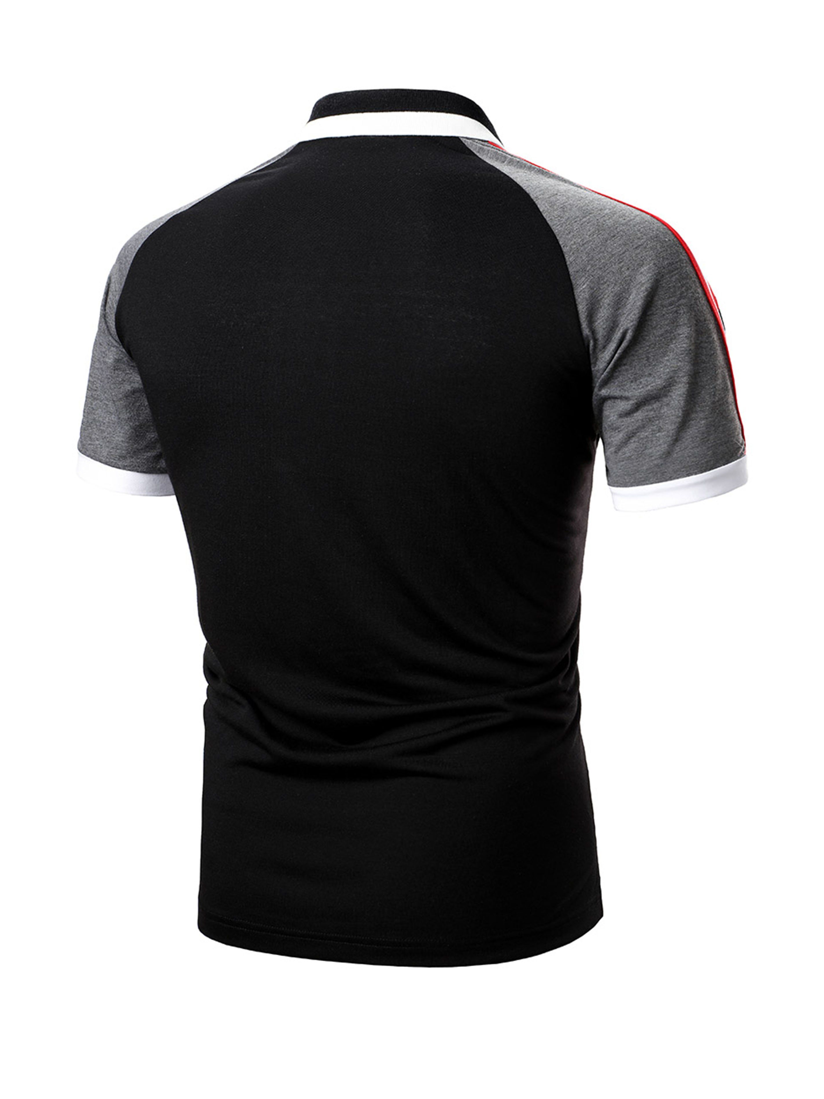 Men's Button Up Stripe Sleeve Polo Shirt