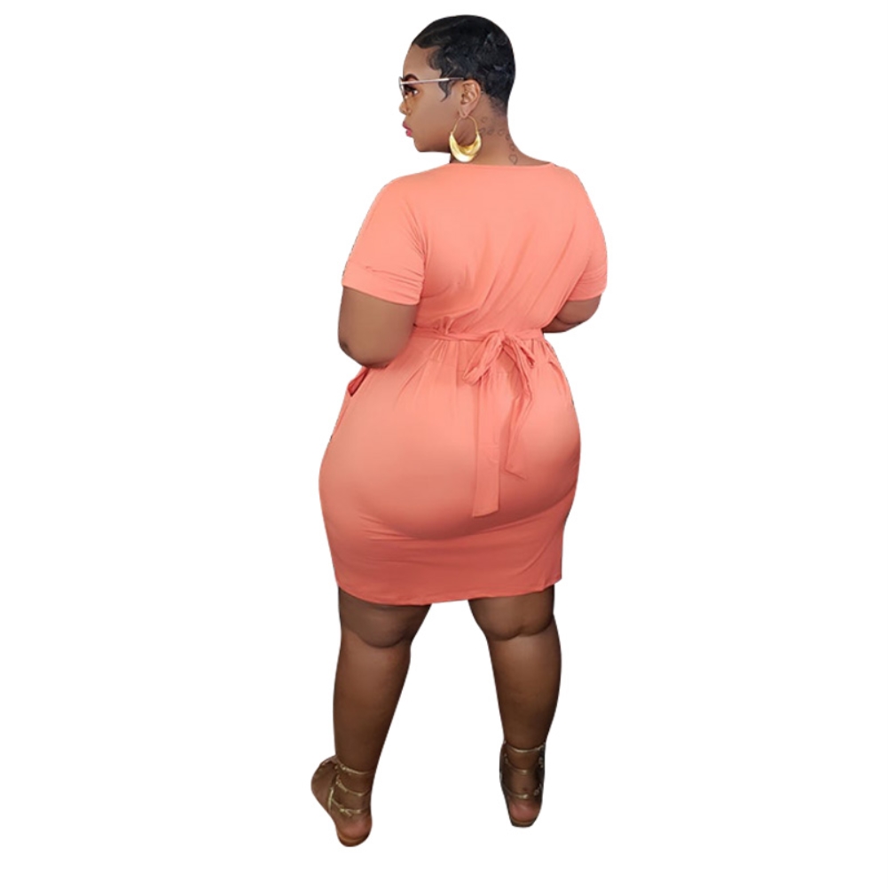 Plus Size Summer Plain Bodycon Dress