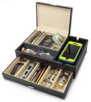 Mens jewelry Box Organizer with Large Smartphone Charging Station