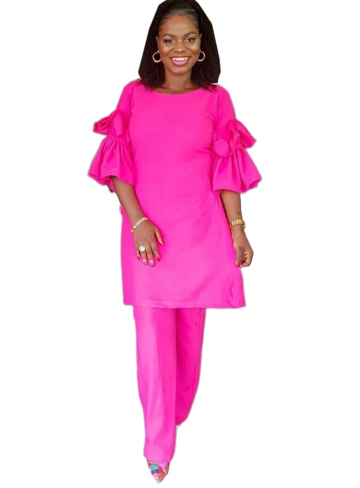 Sheer Slit Long Shirt and Pants Set