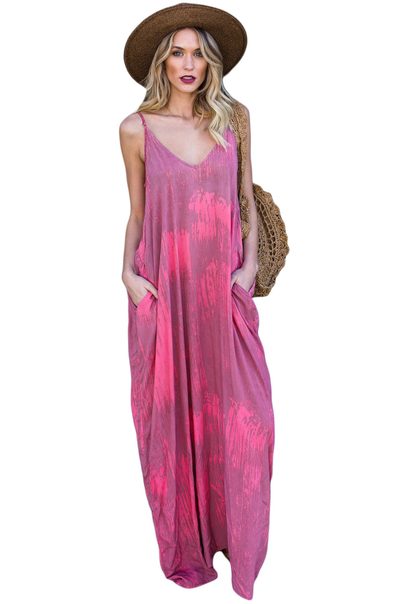 Rosy Multi Colors Tie Dye Holiday Maxi Dress