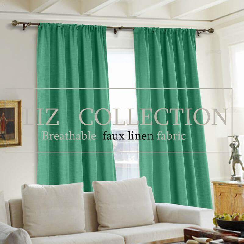 【Custom】Liz Polyester Linen Window Curtain Drapery Panel with White Thermal Lined, 37 Colors